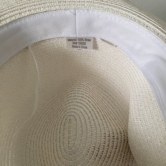 Simplicity White Straw Hat with Neck String - Picture 3 of 5
